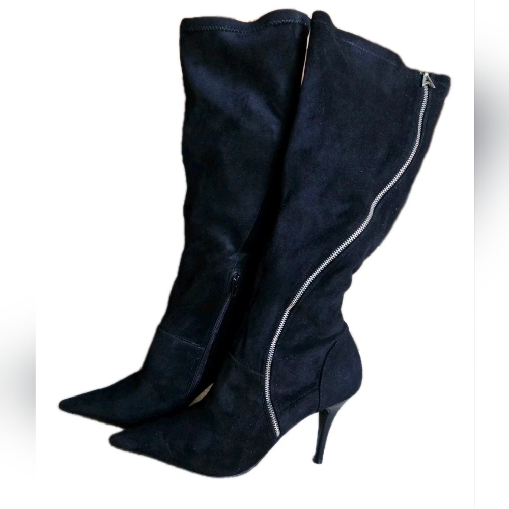Jessica Simpson Supreme Black Stretch Microsuede Boot Size 7.5 B New In Box - Picture 3 of 9